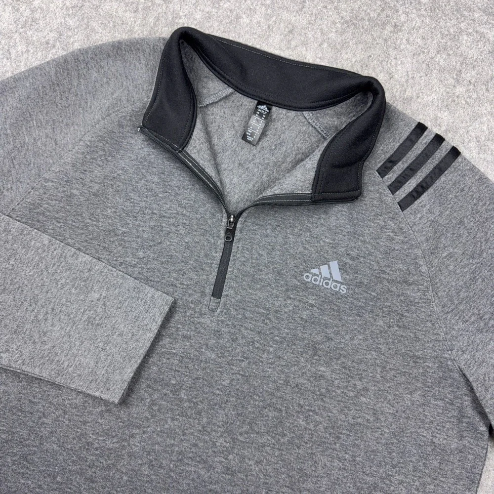Adidas Golf Pullover Mens Medium Gray 1/4 Zip Fleece Lined Athletic Performance